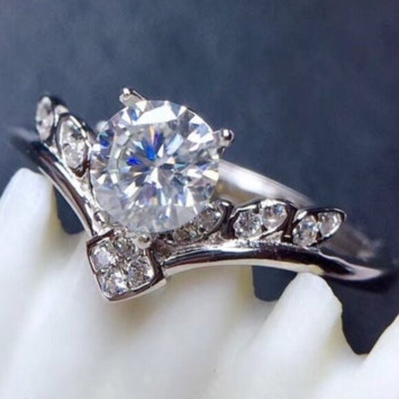 Beautiful Twisted Cross Trendy Pure Zircon Rings for Women, PD268 - Picture 4 of 6